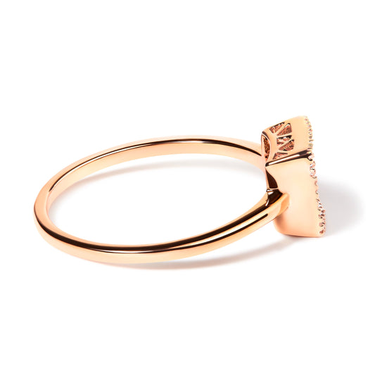 Anillo de oro rosa de 10K con diamante de corte princesa de 1/3 quilates engastado invisible en forma cuadrada (color H-I, claridad I1-I2) - Talla 5