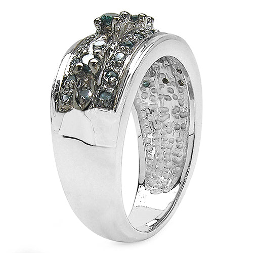 Anillo de plata de ley .925 con diamante azul auténtico de 0.27 quilates