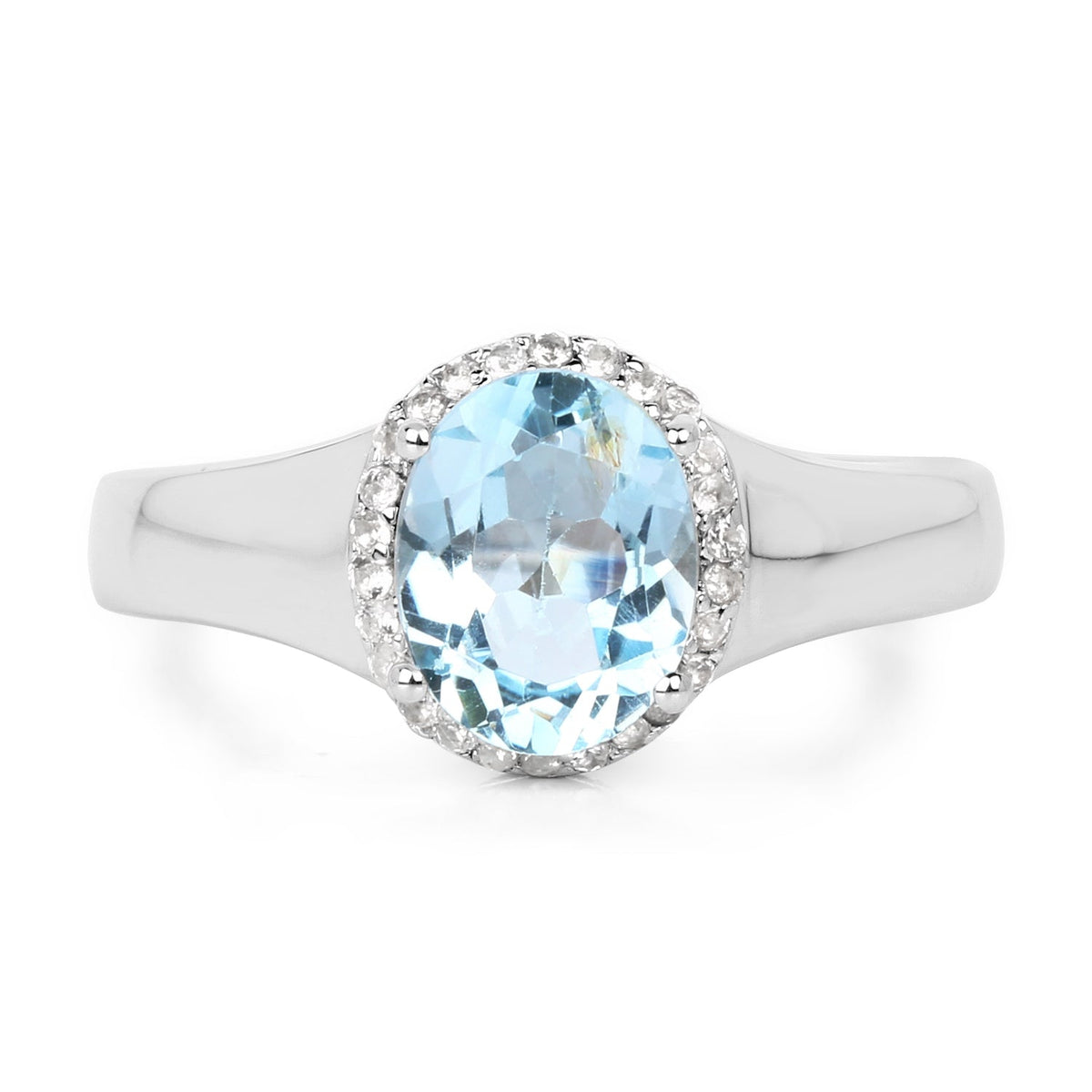 Anillo de plata de ley .925 con topacio azul y topacio blanco genuino de 2.63 quilates