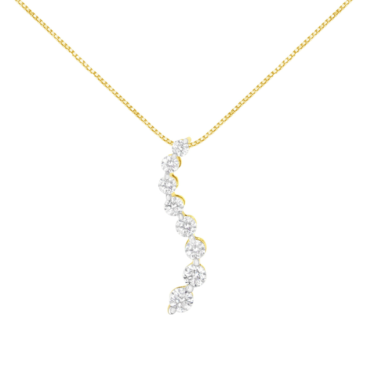 Collar con colgante Journey de oro amarillo de 14k con diamantes de talla baguette y redonda brillante de 3,0 TCW y 45 cm (color I-J, claridad I2-I3)