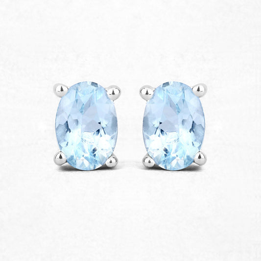 0.72 Carat Genuine Aquamarine .925 Sterling Silver Earrings