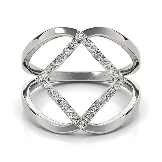 Anillo de diseño entrelazado de oro blanco de 14k con diamante (1/5 qt)