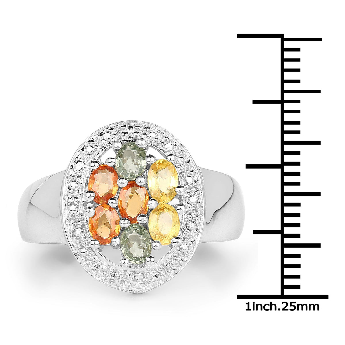 Anillo de plata de ley .925 con zafiros múltiples auténticos de 1,54 quilates