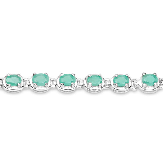 3.78 Carat Genuine Emerald .925 Sterling Silver Bracelet