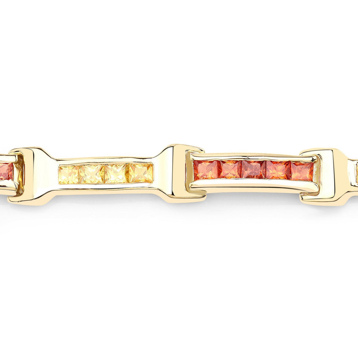 Pulsera de plata de ley .925 con zafiro naranja genuino de 6,48 quilates y zafiro amarillo