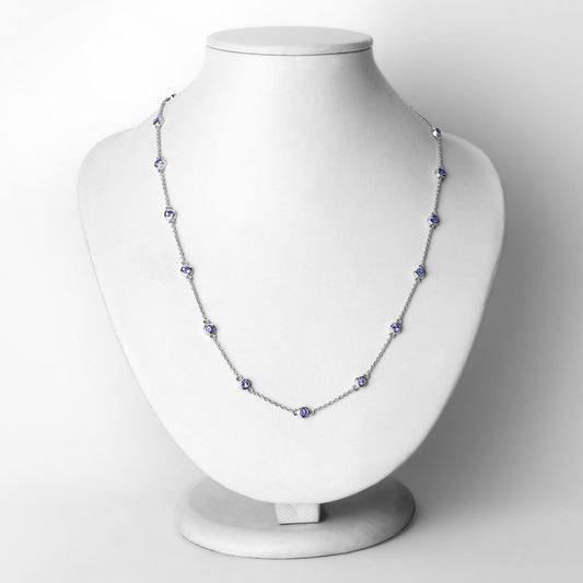 Collar de plata de ley .925 con tanzanita genuina de 1,80 quilates