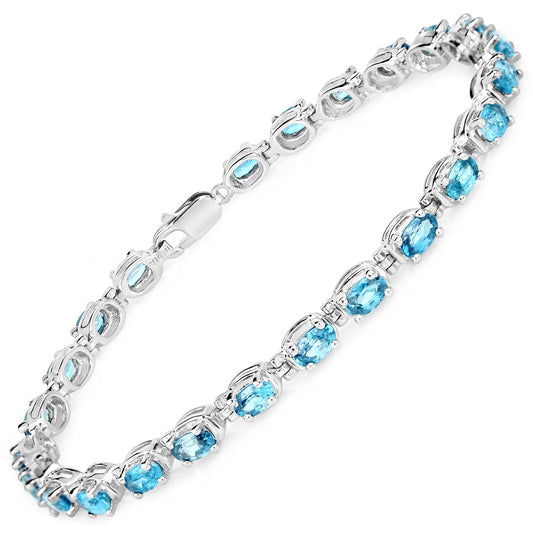 Pulsera de plata de ley .925 con circón azul genuino de 7,92 quilates