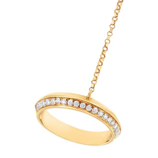 Cadena de mano de oro amarillo de 14 quilates con anillo y pulsera de diamantes de 1/4 Cttw (color G-H, claridad SI1-SI2) - 7"