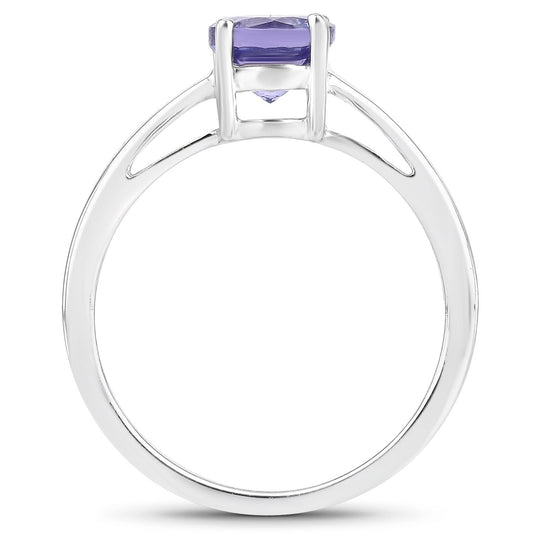 Anillo de plata de ley .925 con tanzanita genuina de 0.95 quilates