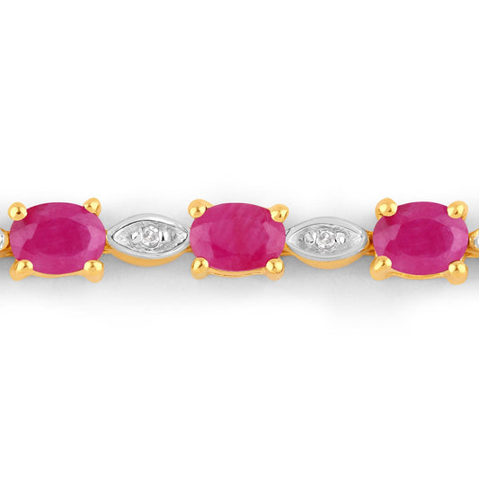Pulsera de 2.01 quilates de rubí genuino y diamante blanco en plata de ley .925
