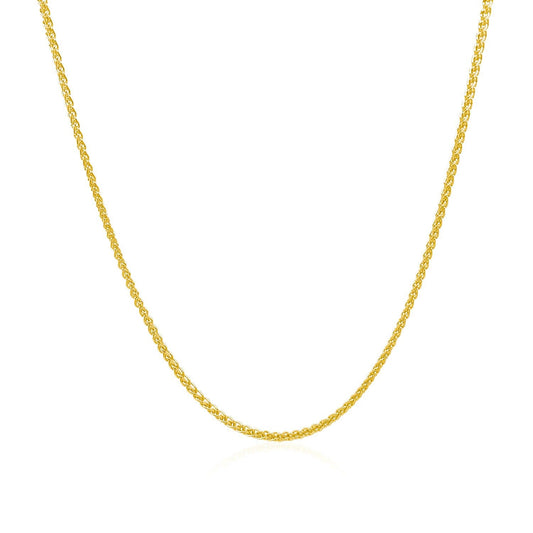Cadena de Trigo Redonda de Oro Amarillo de 14k con Corte de Diamante 1.1mm