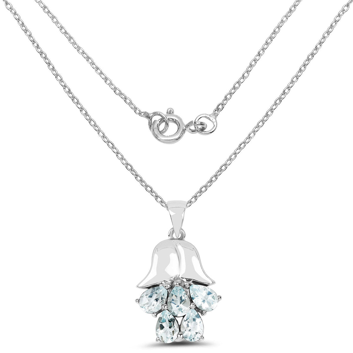 1.75 Carat Genuine Aquamarine .925 Sterling Silver Pendant
