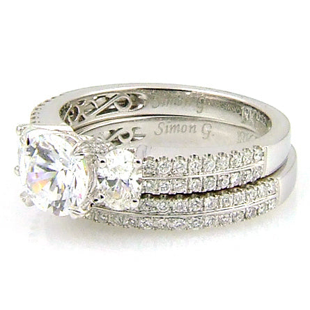 Juego de anillo de compromiso de 1,05 ct en oro blanco de 18 qt