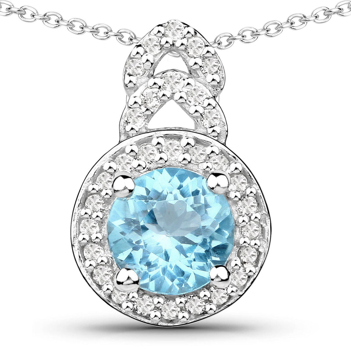 Juego de joyas de plata de ley .925 con topacio azul genuino y topacio blanco de 3,24 quilates