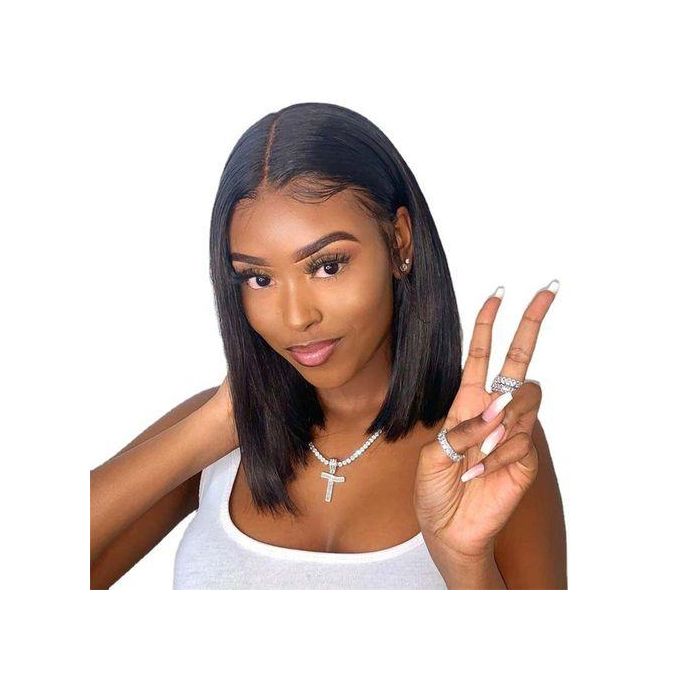 Sweet & Cute Brazilian Straight Bob Wig - Human Hair - Lace Front - Short & Fluffy