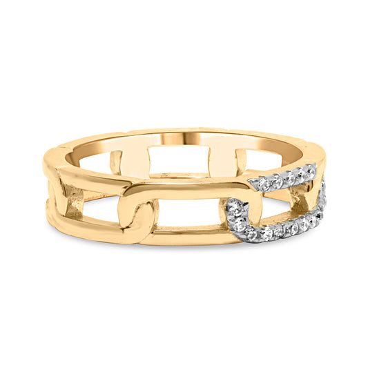 Anillo de oro amarillo de 10K con acentos de diamantes estilo clip (color I-J, claridad I2-I3) - Talla 7