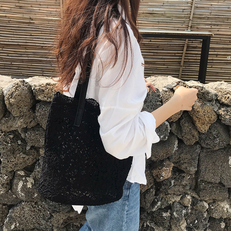 Bucket Shoulder Bag for Women | Lace Summer Korean Lace Elegant Women Tote & Shopping Female Bags (Lady Handbag & Female Beach Bag) Luxegan