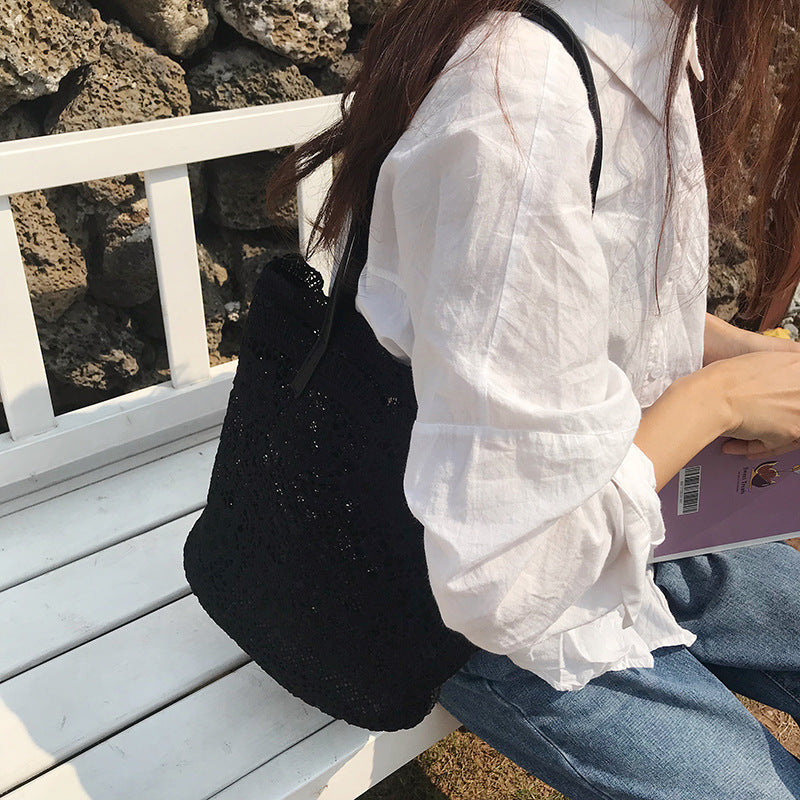 Bucket Shoulder Bag for Women | Lace Summer Korean Lace Elegant Women Tote & Shopping Female Bags (Lady Handbag & Female Beach Bag) Luxegan