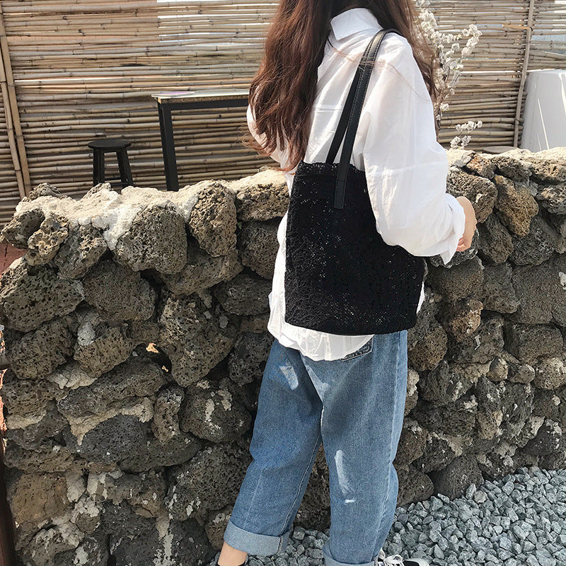 Bucket Shoulder Bag for Women | Lace Summer Korean Lace Elegant Women Tote & Shopping Female Bags (Lady Handbag & Female Beach Bag) Luxegan