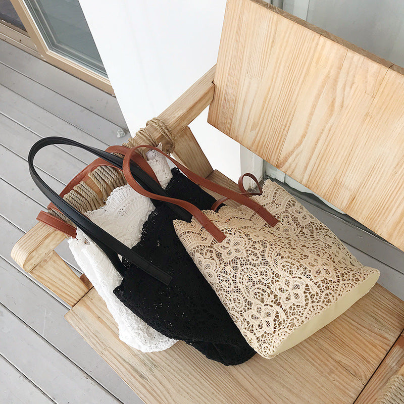 Bucket Shoulder Bag for Women | Lace Summer Korean Lace Elegant Women Tote & Shopping Female Bags (Lady Handbag & Female Beach Bag) Luxegan