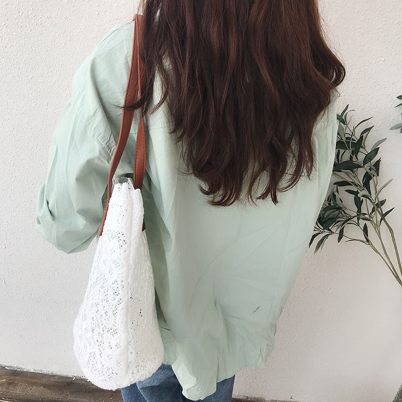 Bucket Shoulder Bag for Women | Lace Summer Korean Lace Elegant Women Tote & Shopping Female Bags (Lady Handbag & Female Beach Bag) Luxegan