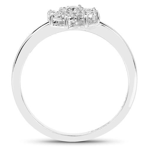 Anillo de oro blanco de 14K con diamante blanco genuino de 0,18 quilates (color E-F-G, claridad SI)