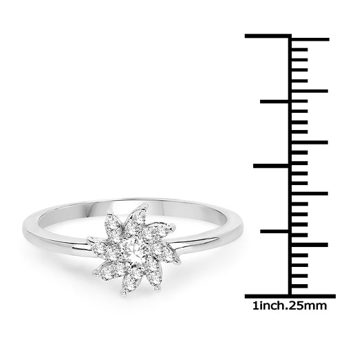 Anillo de oro blanco de 14K con diamante blanco genuino de 0,18 quilates (color E-F-G, claridad SI)