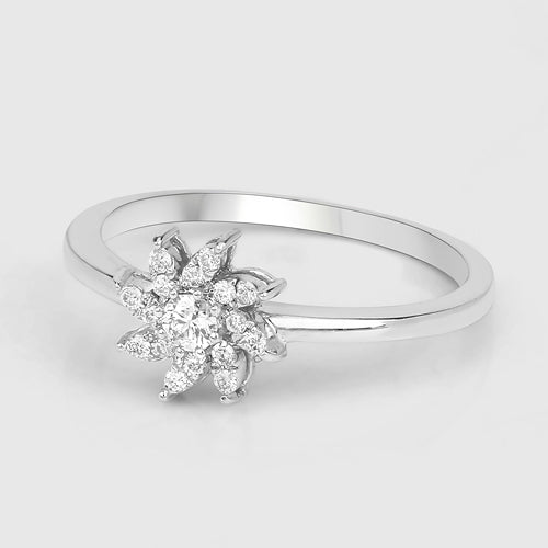 Anillo de oro blanco de 14K con diamante blanco genuino de 0,18 quilates (color E-F-G, claridad SI)