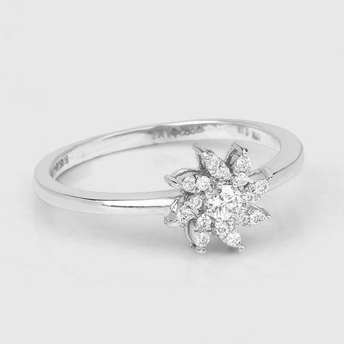 Anillo de oro blanco de 14K con diamante blanco genuino de 0,18 quilates (color E-F-G, claridad SI)