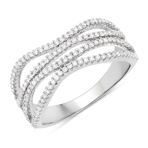 Anillo de oro blanco de 14 quilates con diamante blanco auténtico de 0,46 quilates (color F-G, claridad SI)