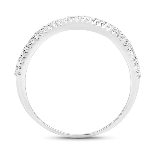Anillo de oro blanco de 14 quilates con diamante blanco auténtico de 0,46 quilates (color F-G, claridad SI)