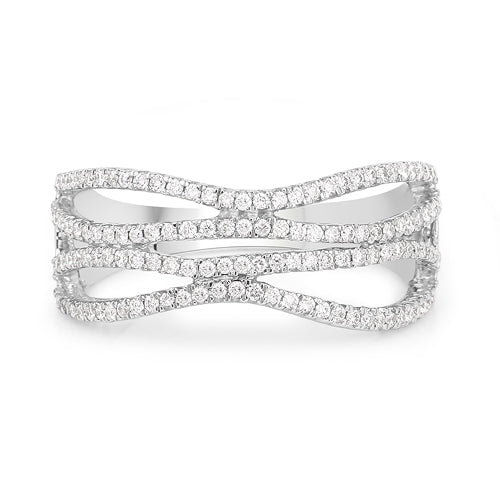Anillo de oro blanco de 14 quilates con diamante blanco auténtico de 0,46 quilates (color F-G, claridad SI)