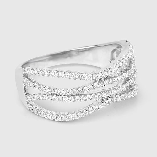 Anillo de oro blanco de 14 quilates con diamante blanco auténtico de 0,46 quilates (color F-G, claridad SI)