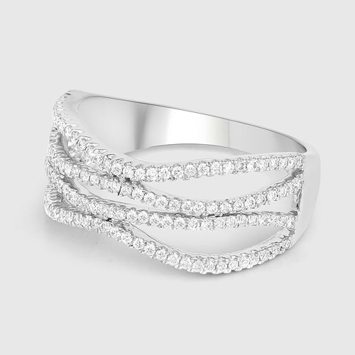 Anillo de oro blanco de 14 quilates con diamante blanco auténtico de 0,46 quilates (color F-G, claridad SI)