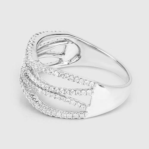Anillo de oro blanco de 14 quilates con diamante blanco auténtico de 0,46 quilates (color F-G, claridad SI)