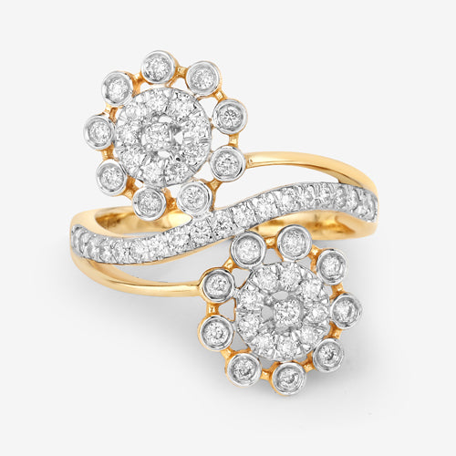 Anillo de oro amarillo de 14K con diamante blanco auténtico de 0.56 quilates (color E-F, claridad SI1-SI2)