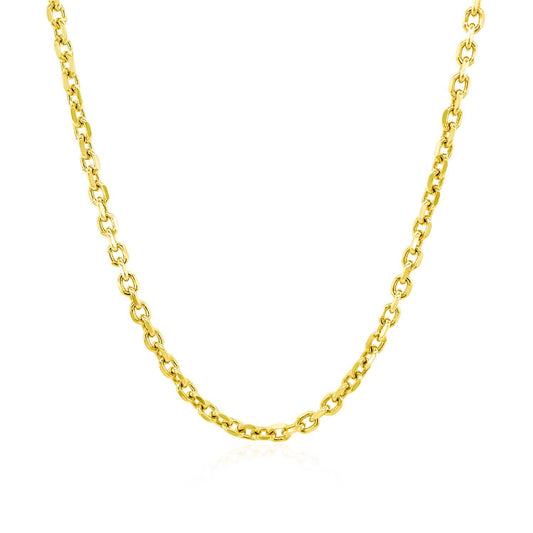 Cadena de eslabones de cable con corte de diamante de oro amarillo de 14k de 2.3 mm