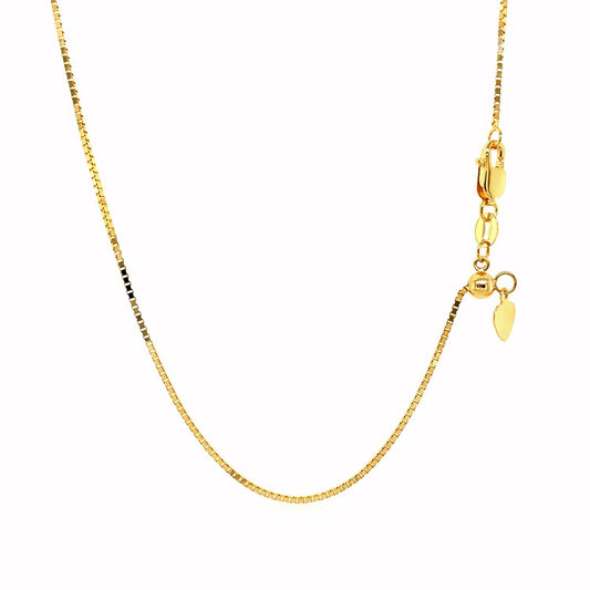 Cadena de caja ajustable de oro amarillo de 14k de 0,85 mm