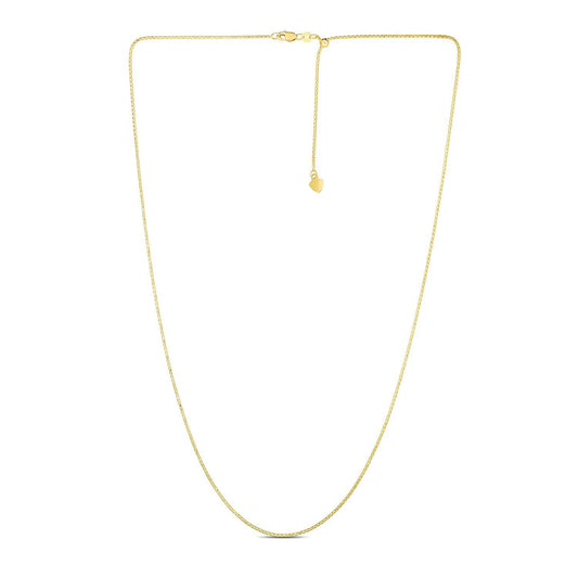 Cadena Ajustable de Palomitas de Maíz de Oro Amarillo de 14k de 1.3mm