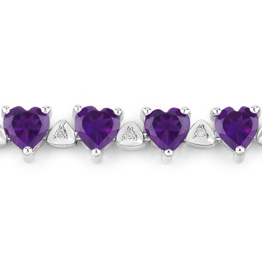 Pulsera de 10.01 quilates de amatista genuina y diamantes blancos en plata de ley .925