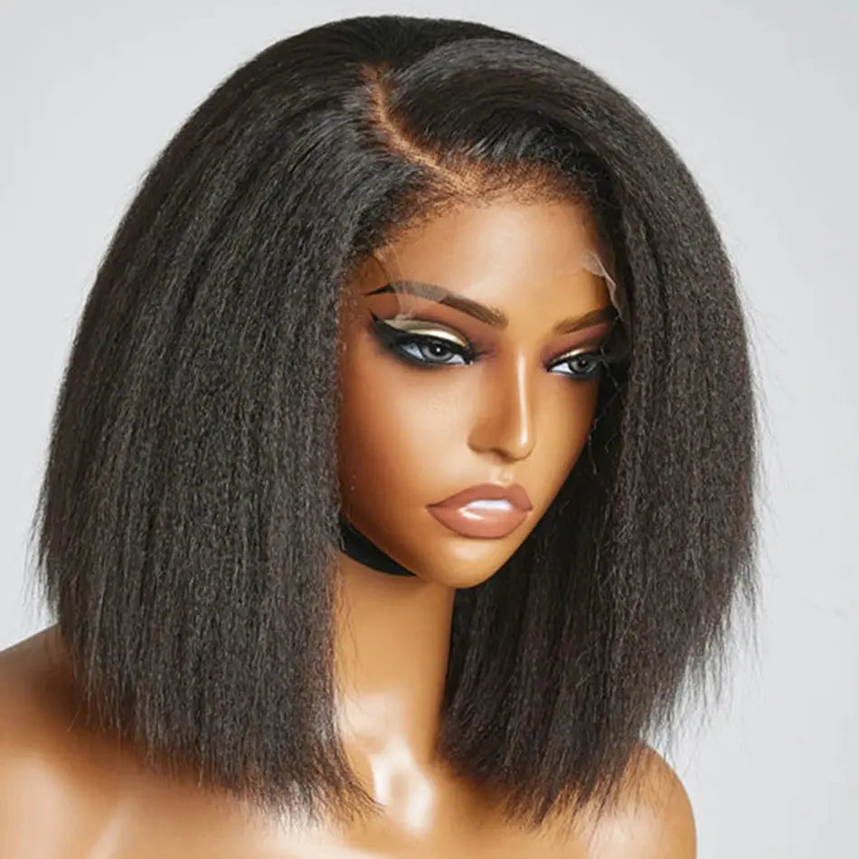 13x4 Glueless Kinky Straight Bob Wig | Ready-to-Wear | Brazilian Remy Hair | 100% Human Hair