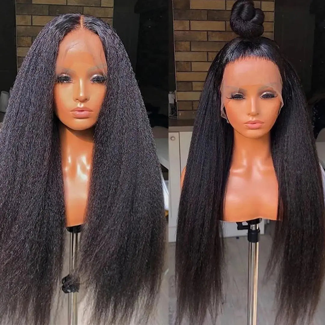 13x4 Kinky Straight Lace Front Wig | Glueless | Brazilian Virgin Hair | Pre-Plucked with Baby Hair