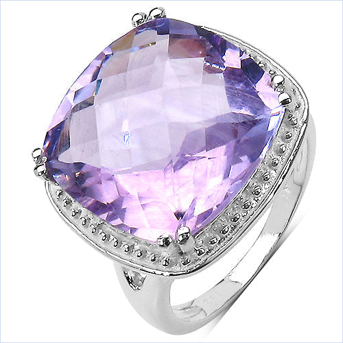 Anillo de Plata Fina .925 con Amatista Genuina de 11.93 Quilates