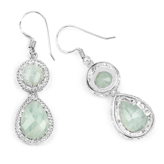 11.82 Carat Genuine Aquamarine .925 Sterling Silver Earrings - view 2