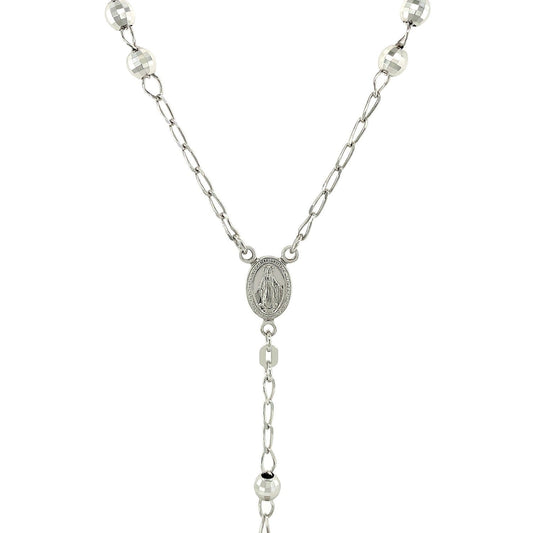 Cadena de rosario y collar de cuentas grandes en plata de ley