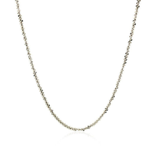 Cadena estilo brillo de plata esterlina de 1.7 mm bañada en rodio