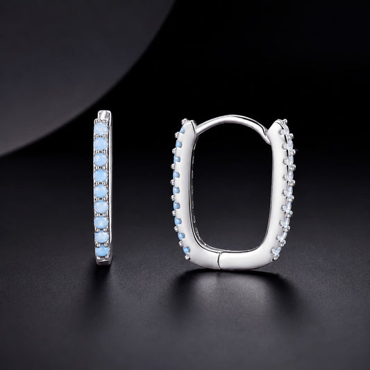 925 Sterling Silver Opal Earrings with Platinum Plating for Women - view 2