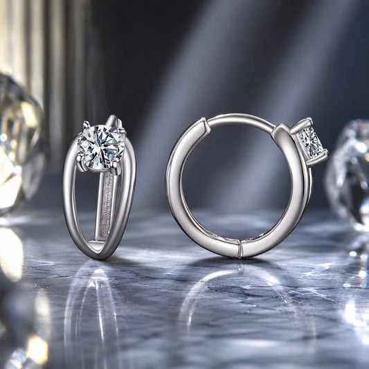 925 Sterling Silver 0.40 Carat Moissanite Earrings for Women