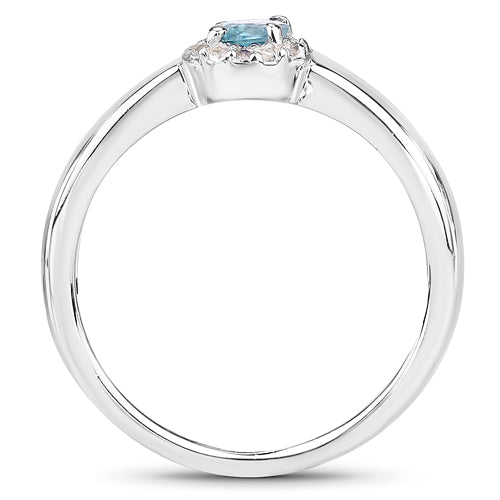 Anillo de Plata de Ley .925 con Circones Azules y Blancos Genuinos de 0.68 Quilates