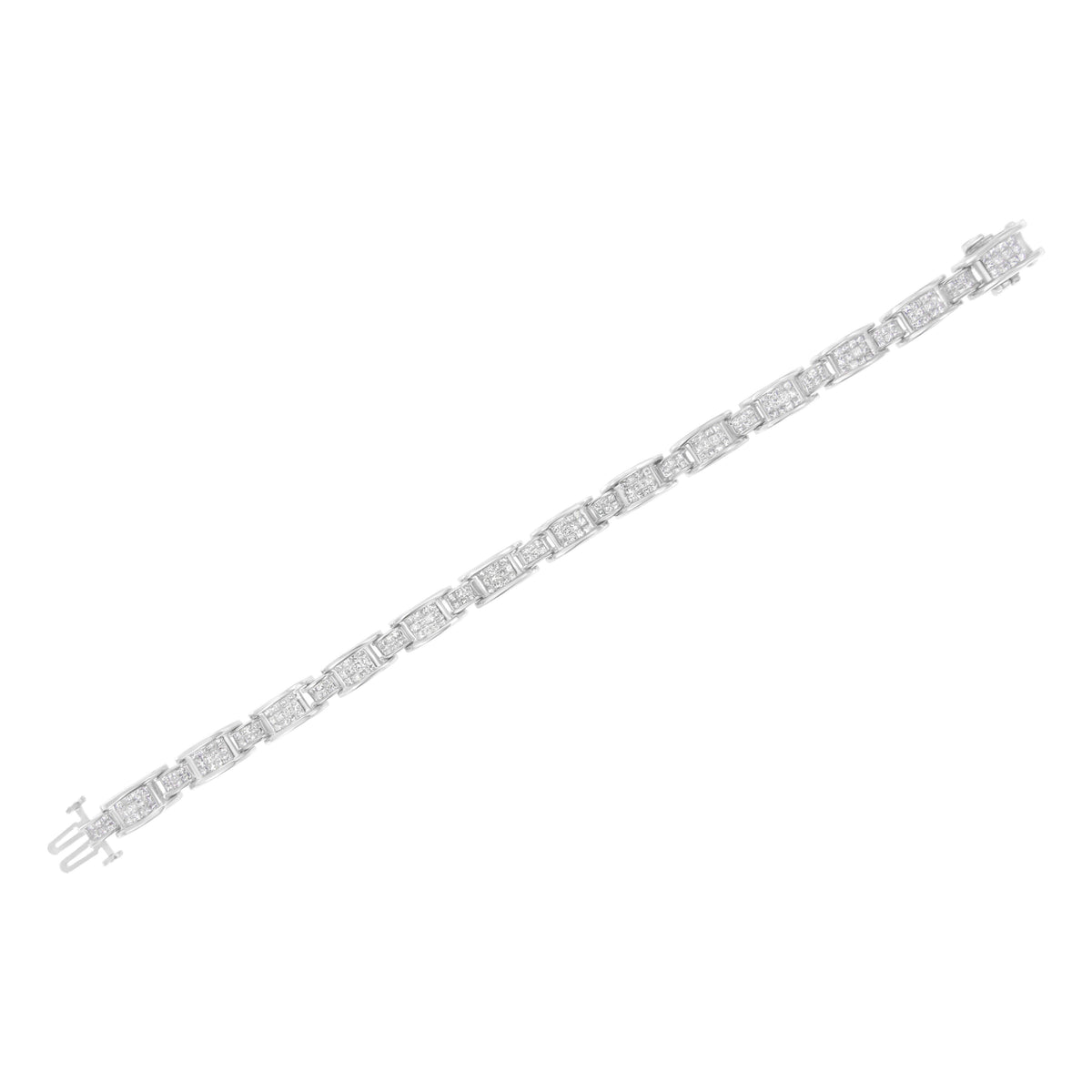 14K White Gold 5.0 Cttw Princess Cut Diamond Invisible Set Alternating Size D Shaped Links Tennis Bracelet (H-I Color, SI2-I1 Clarity) - 7â€